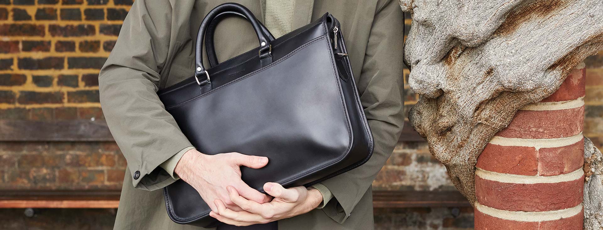 The Marston Leather Briefcase from British Maker, Tusting, in Focus