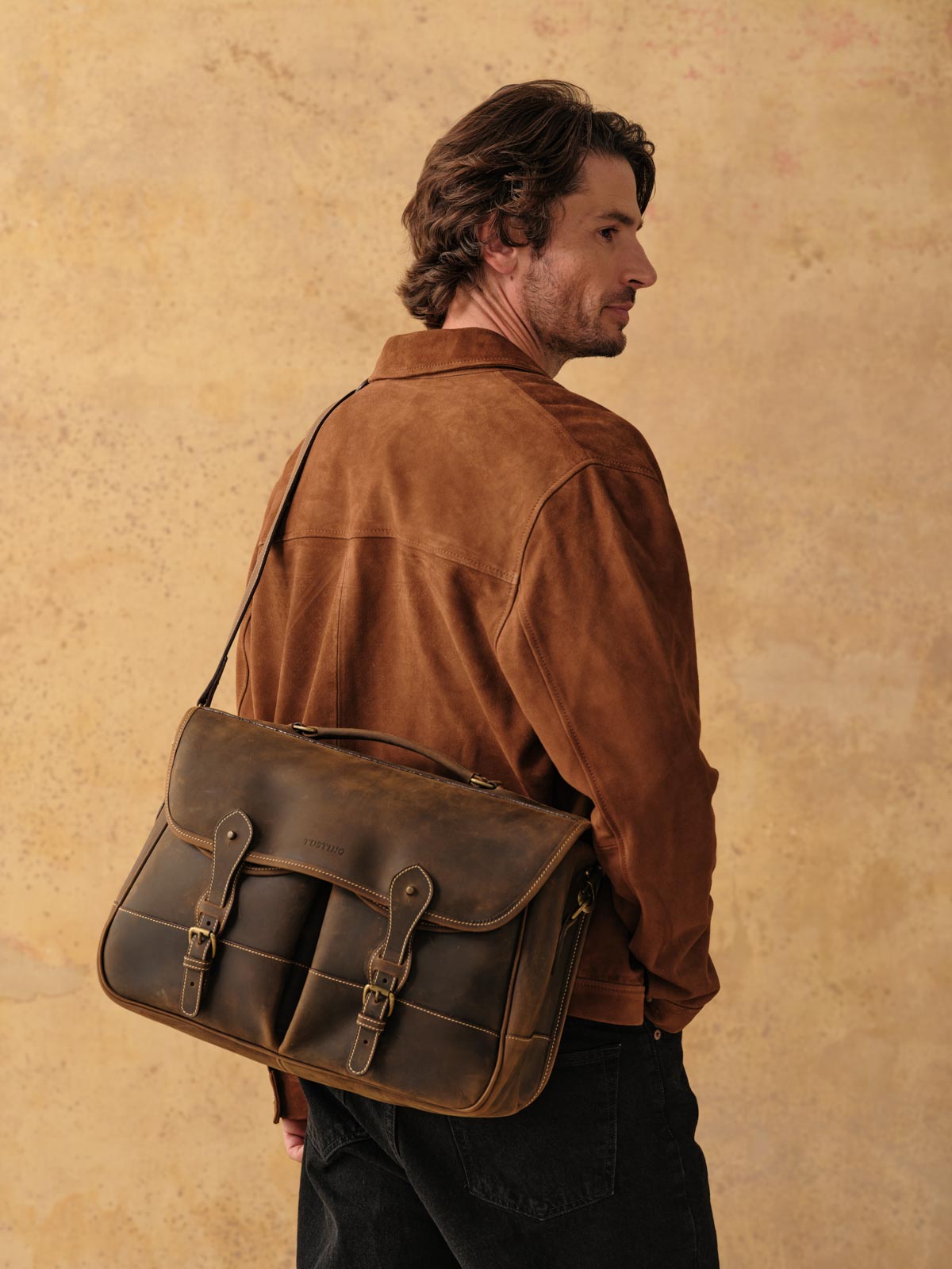 Large leather satchel on sale